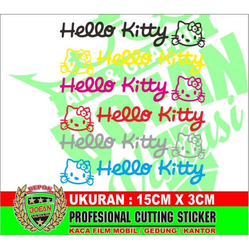 Jual Cutting sticker tulisan hello kitty kepala hello kitty motor mobil