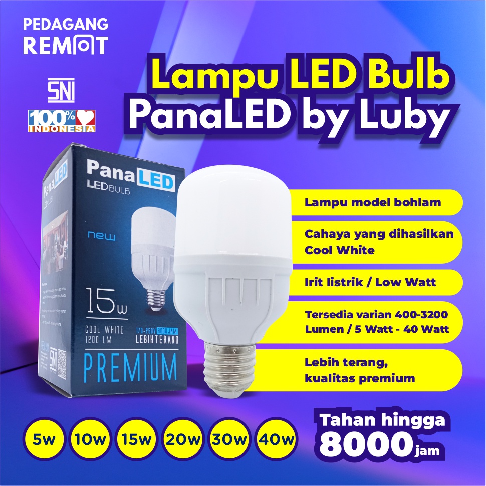 Jual Panaled Premium Lampu Led Bohlam Cahaya Putih Led Bulb White