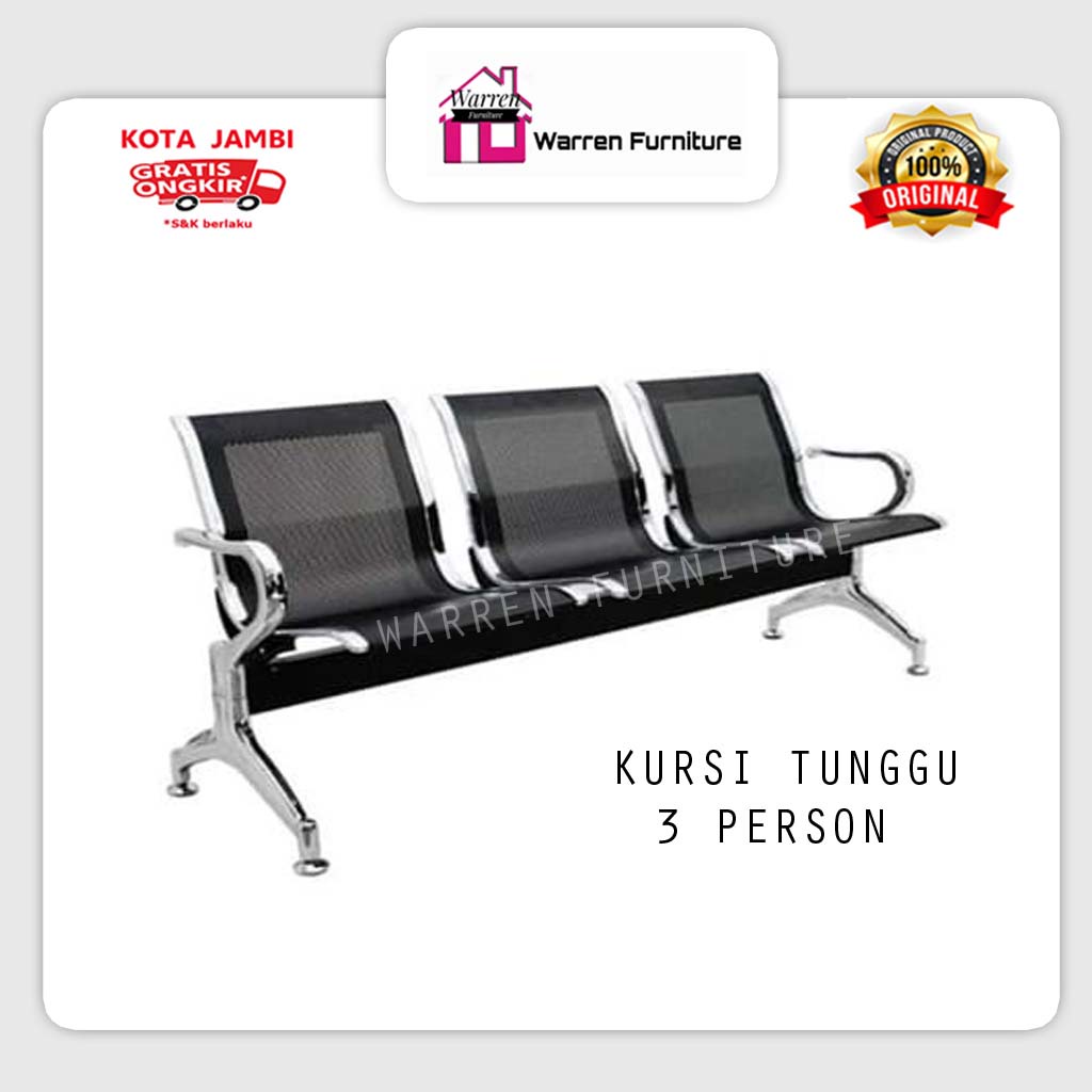 Jual Kursi Tunggu/ Kursi Bandara/ Kursi Besi Stainless/ Kursi 3 Dudukan ...