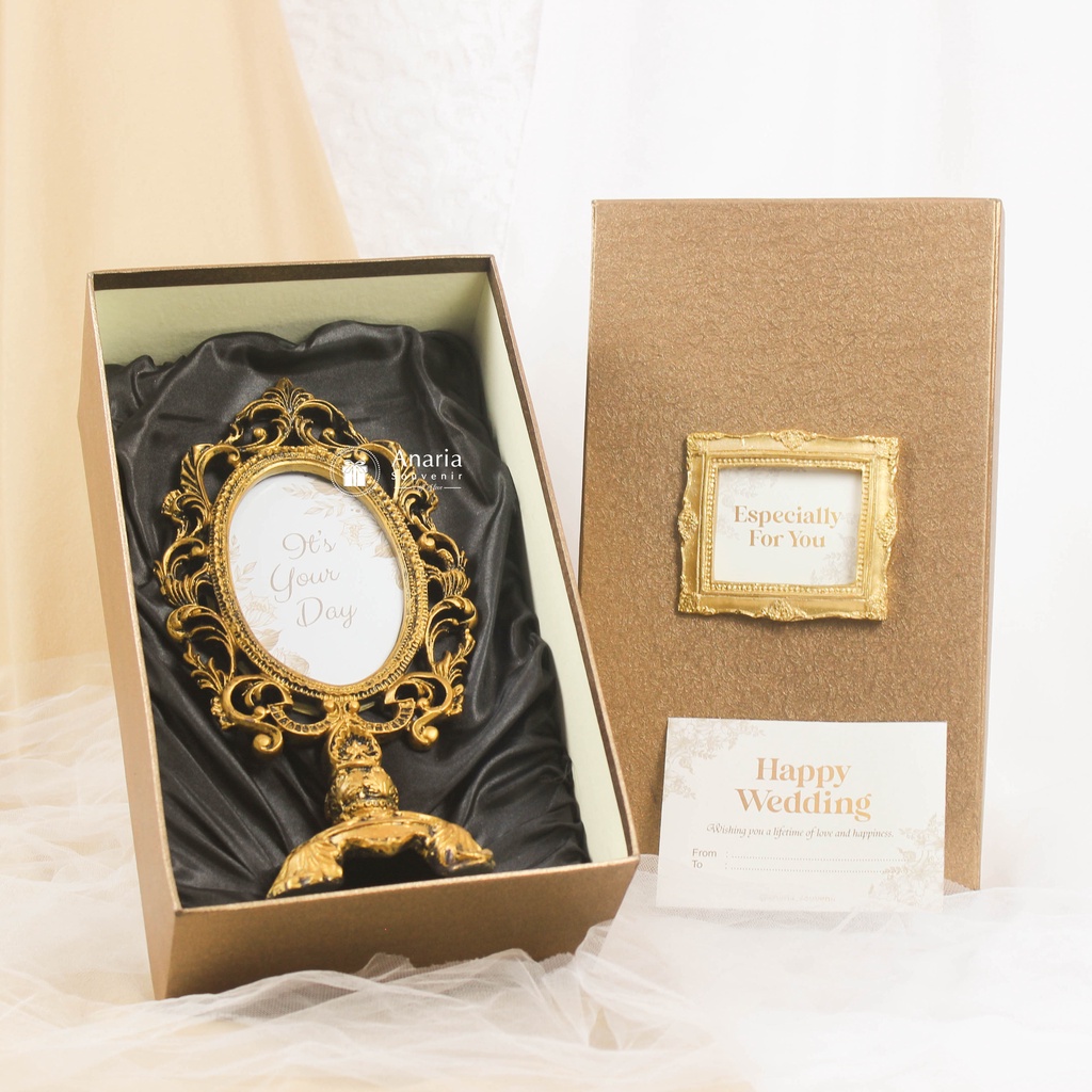 Jual Anaria Souvenir GOLD CLASSIC FRAME Bingkai foto meja estetik