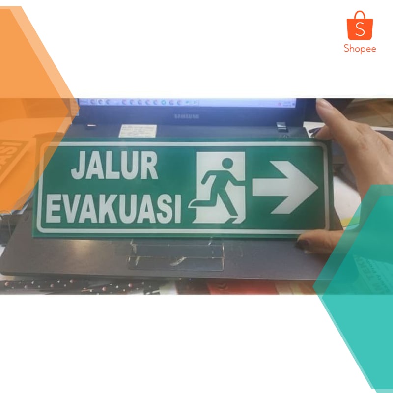 Jual Grosir akrilik / acrylic sign JALUR EVAKUASI 30X10CM STICKER RAMBU ...