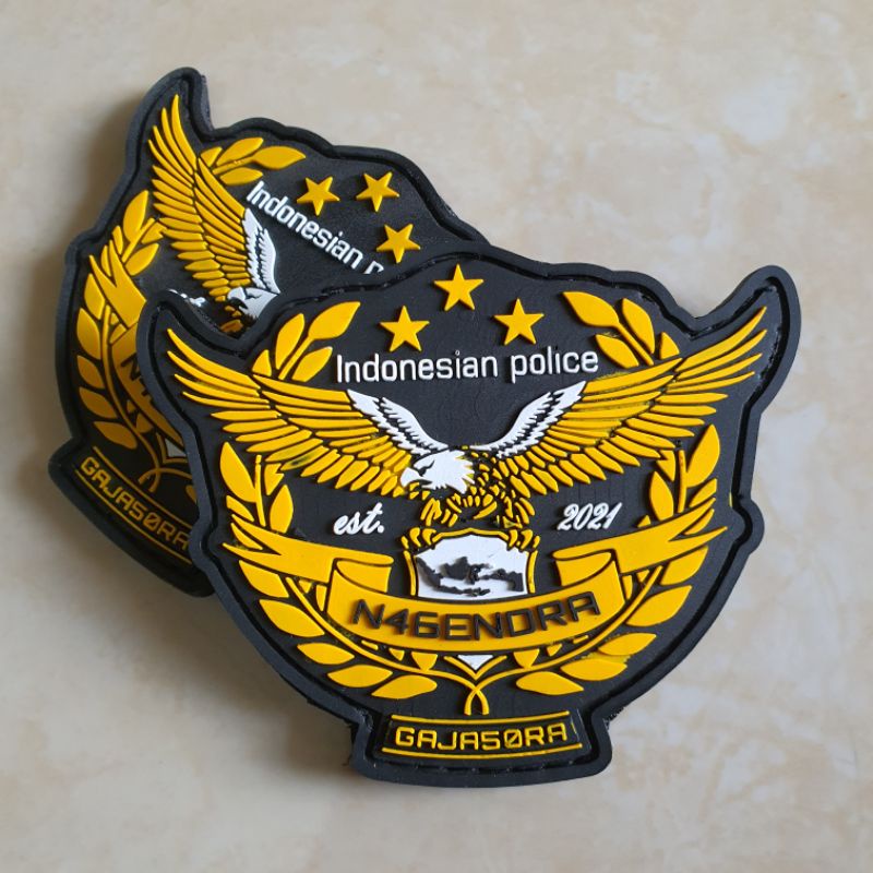 Jual patch rubber logo nagendra gajasora - indonesian police - polisi ...