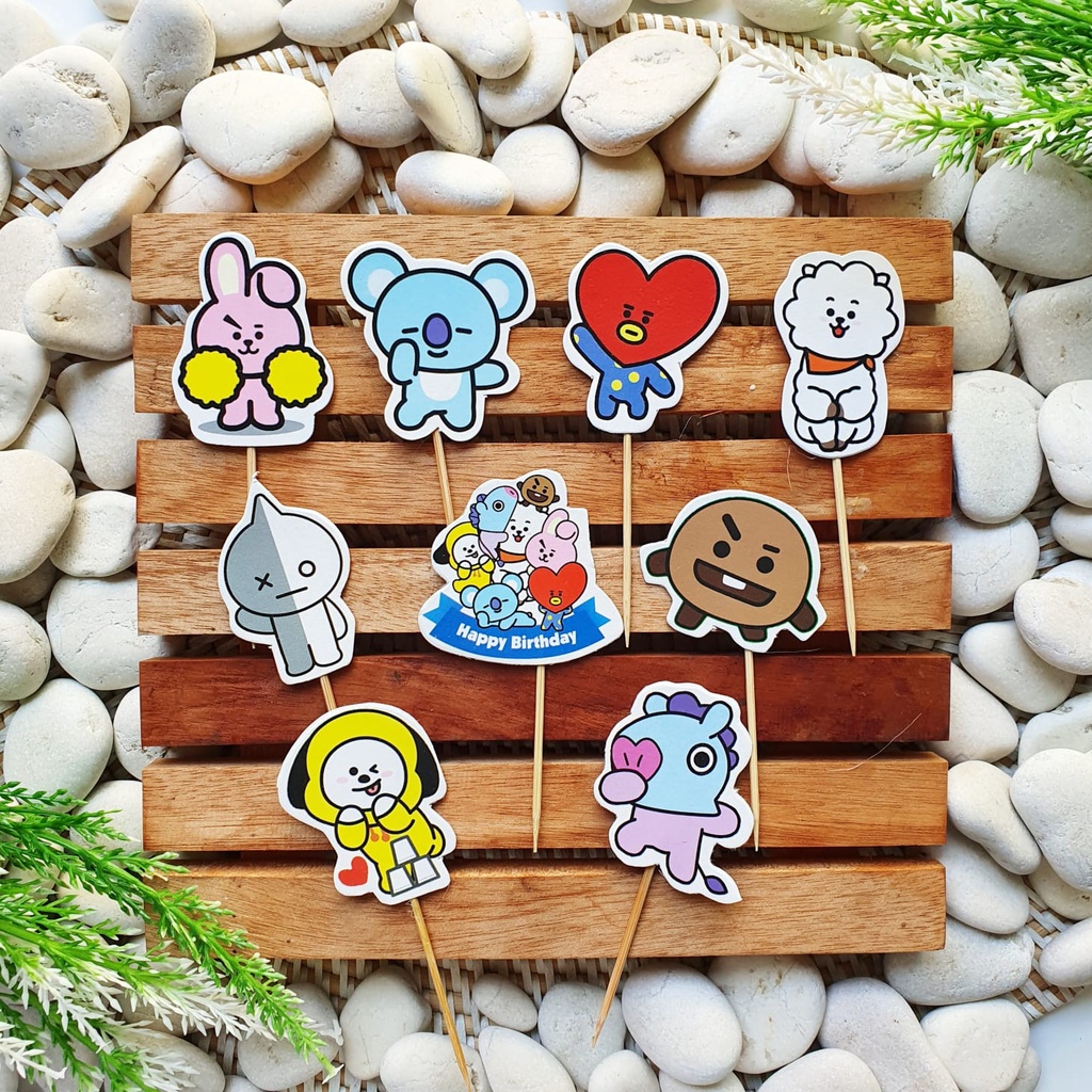 Jual Tiny BT 21 Duplex BT21 Birthday Cake Topper Cupcake Pudding Hiasan ...