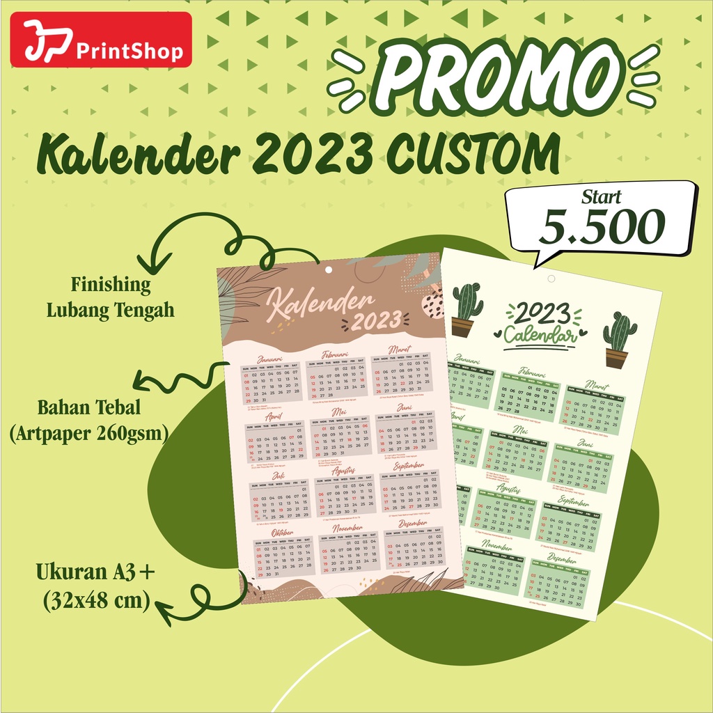 Jual KALENDER DINDING 2023 CUSTOM TERMURAH / Kalender Tanpa Minimal ...