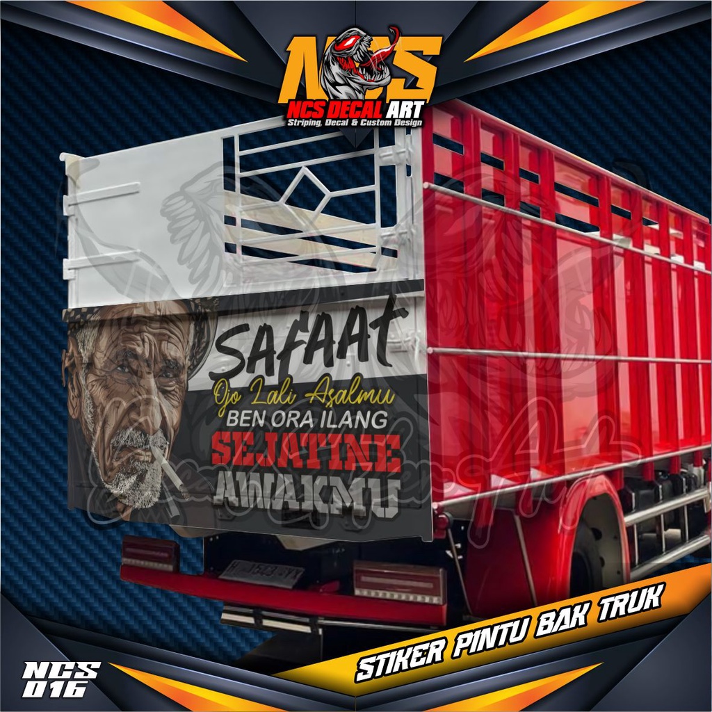 Jual Stiker Decal Pintu Bak Belakang Safaat Ojo Lali Asalmu All Truk Canter Ragasa Tepak