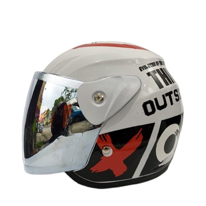 Jual Helm Half Face Dewasa OUTSIDE PUTIH Seperti GM Original FREE BOX ...