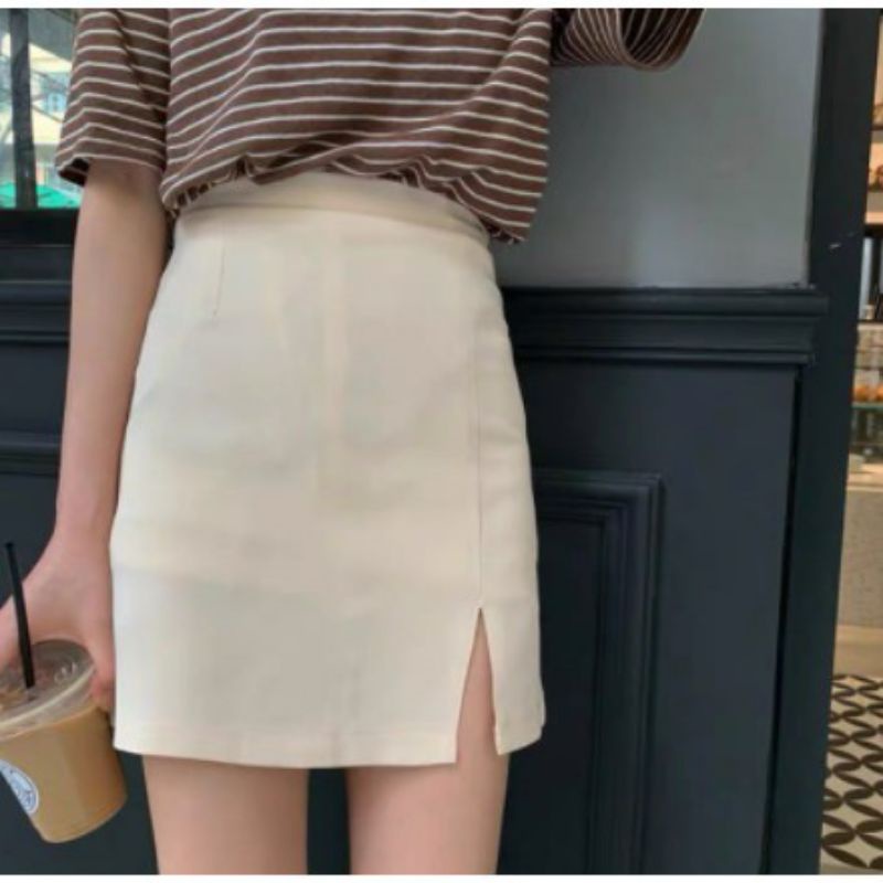 Jual Korean Mini Skirt Split Sexy Bodycon Rok Pendek Belah Samping ...
