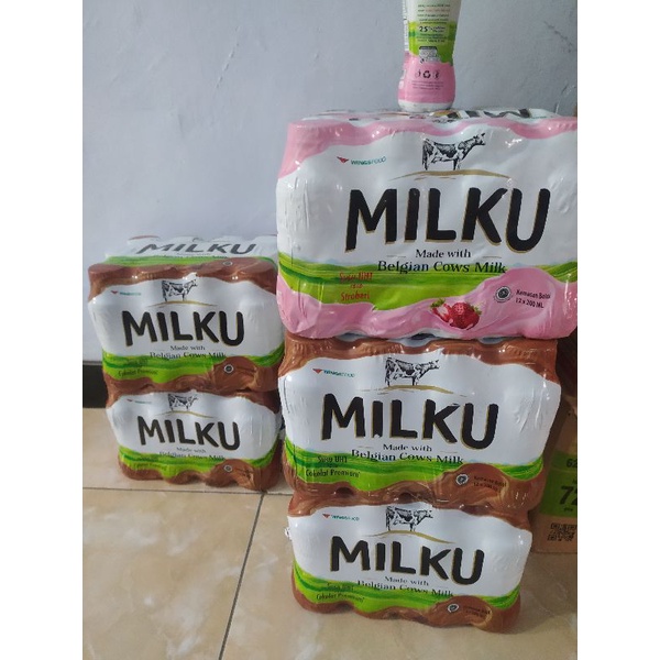 Jual Milku Susu Uht 200ml Rasa Coklat And Strawberry Shopee Indonesia