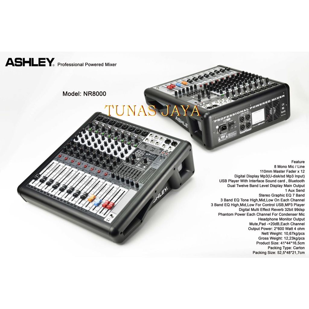 Jual POWER MIXER ASHLEY NR8000 ORIGINAL POWER MIXER 8 CHANNEL ASHLEY NR