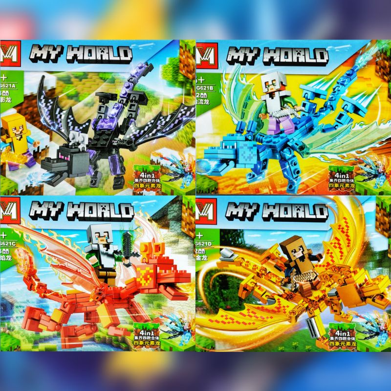 Jual mainan anak bricks minicraft mini craft naga dragon sayap PGM621 ...