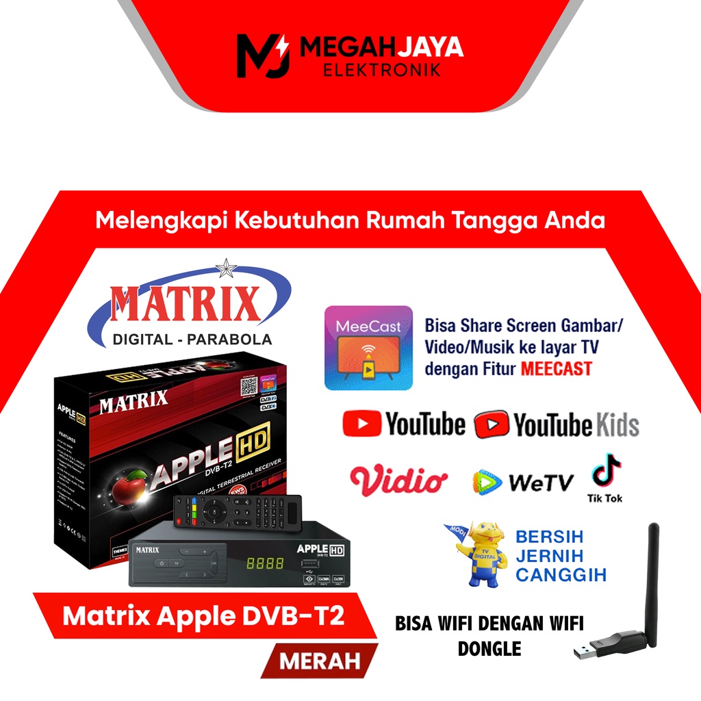 Jual SET TOP BOX TV MATRIX APPLE MERAH / BURGER STB DVB T2 / PENERIMA ...