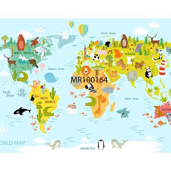 Jual PHOTOWALL MURAL DINDING MOTIF PETA DUNIA TROPICAL ANAK Shopee