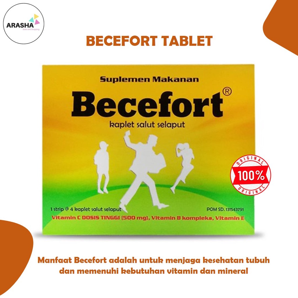 Jual BECEFORT VITAMIN C B E 500mg 1 Setrip 4 tablet Multivitamin