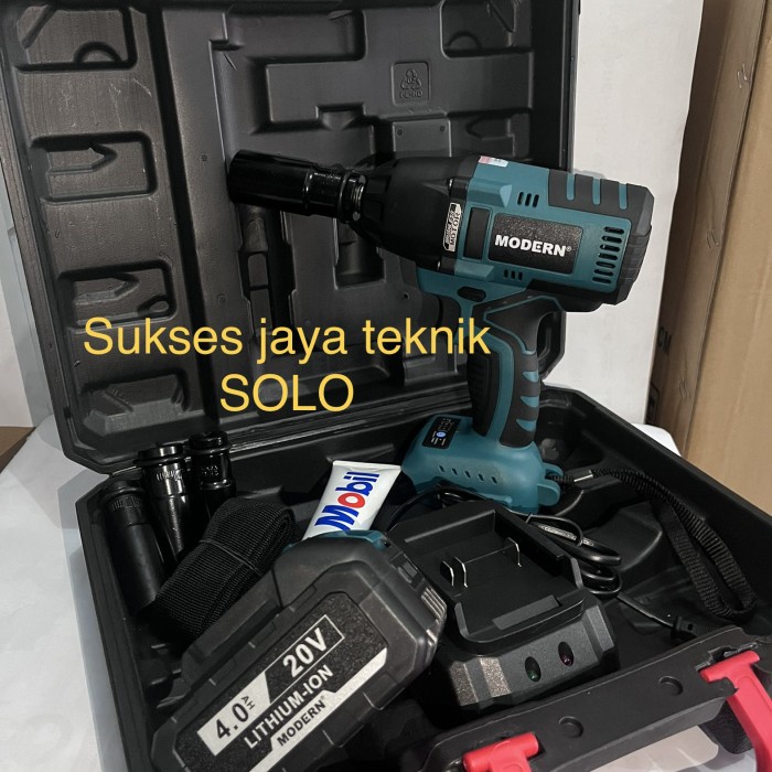 Jual Renistore Impact Wrench Modern Cordless M Mesin Buka Baut Mobil Motor Batera Set