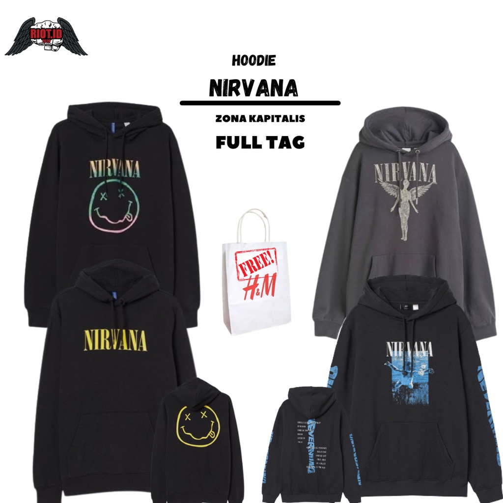 Jual (6.6) Hoodie Crewneck Hm Nirvana Baby Smile Rainbow Black Angel 