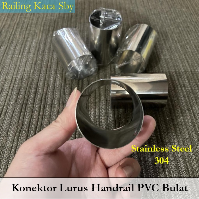 Jual KONEKTOR LURUS SAMBUNGAN HANDRAIL PVC BULAT 50MM (2