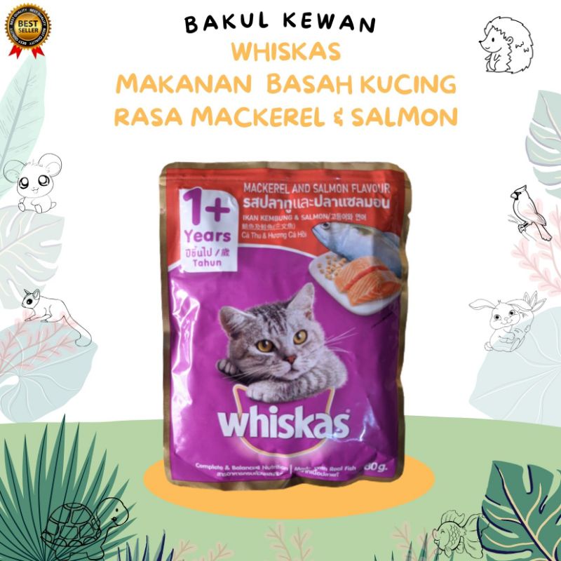 Jual whiskas makanan basah rasa macharel dan salmon untuk usia 1 tahun