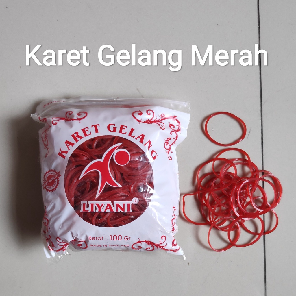 Jual Karet Gelang Merah Isi 100 Gram Karet Kecil Cgp Shopee