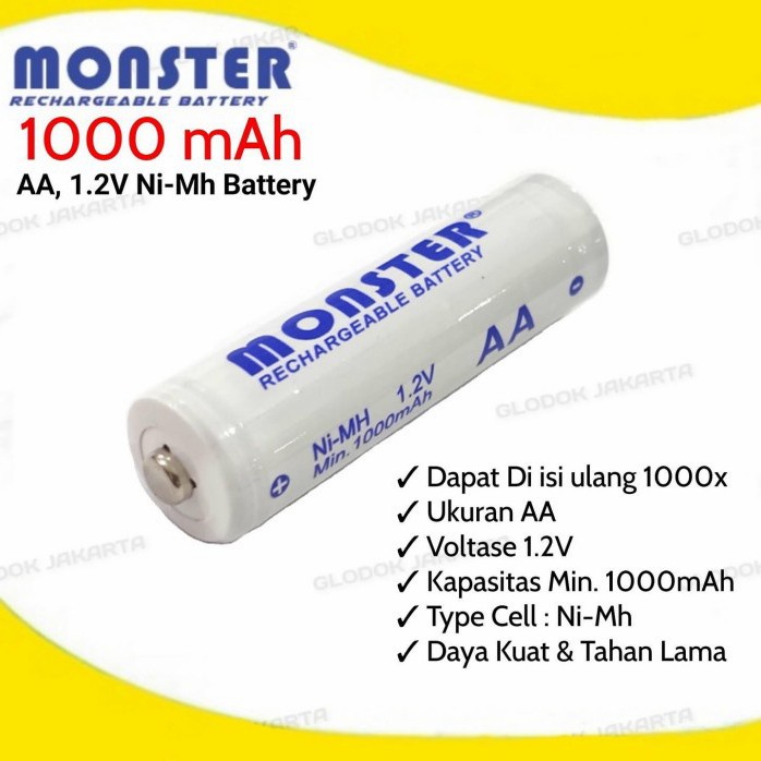 Jual Baterai Battery Batere Cas Aa Rechargeable V Recharge Monster