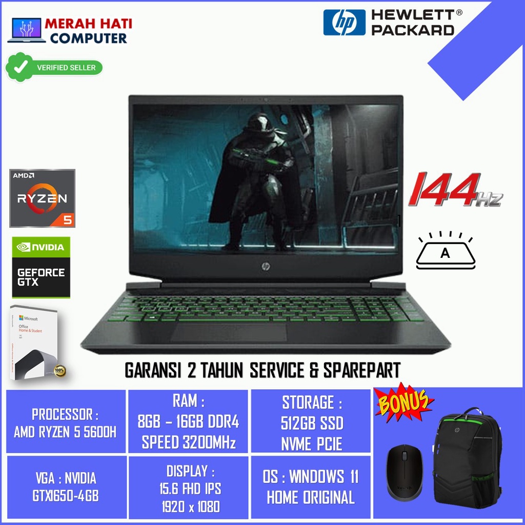 Jual Laptop Gaming Hp Pavilion Gaming 15 EC2047AX AMD RYZEN 5 5600H RAM ...