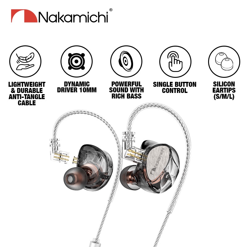 Jual Nakamichi MV101 Dynamic Driver In Ear Monitor Wired Earphone Mic