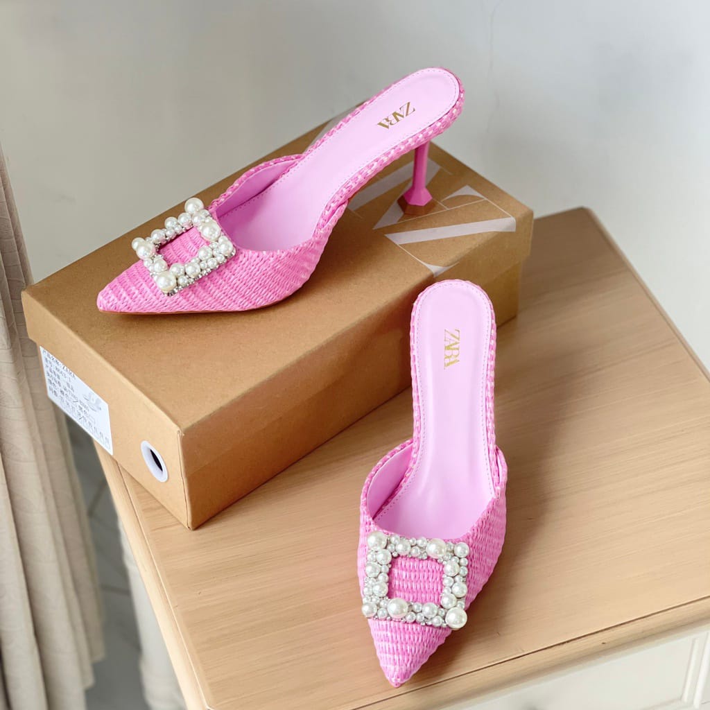 Jual SUPER SALE ! SANDAL WANITA ZS-3617 PINK HEELS 7CM FREE BOX | HEELS ...