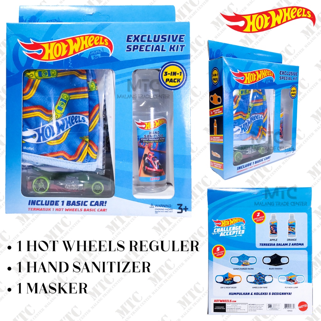 Jual Hot Wheels Exclusive Special Kit 3 in 1 Pack ( Masker, Sanitizer