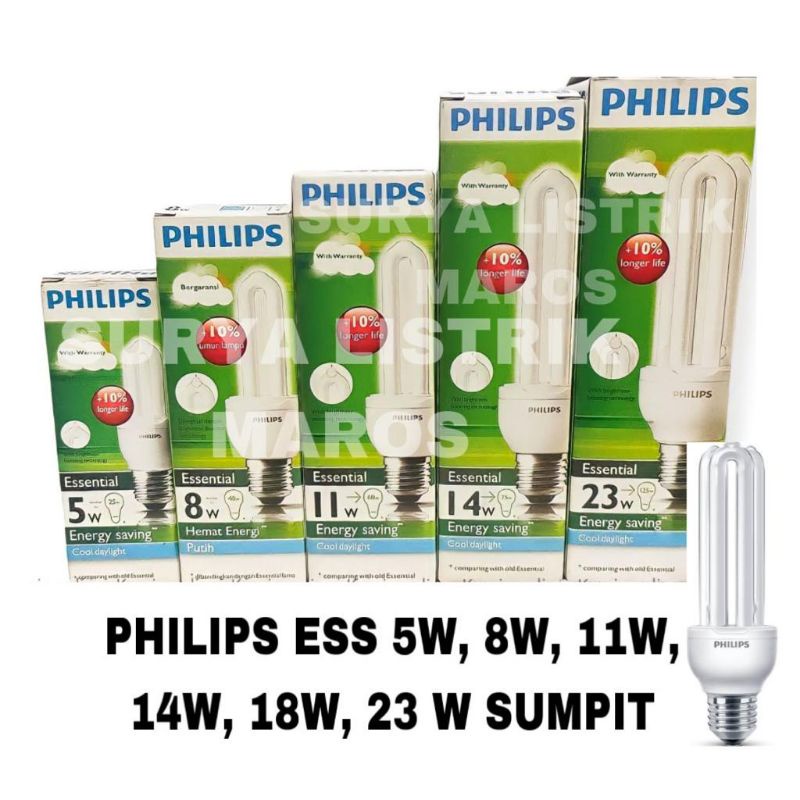 Jual LAMPU PHILIPS ESS 18 WATT SUMPIT PUTIH KUNING | Shopee Indonesia