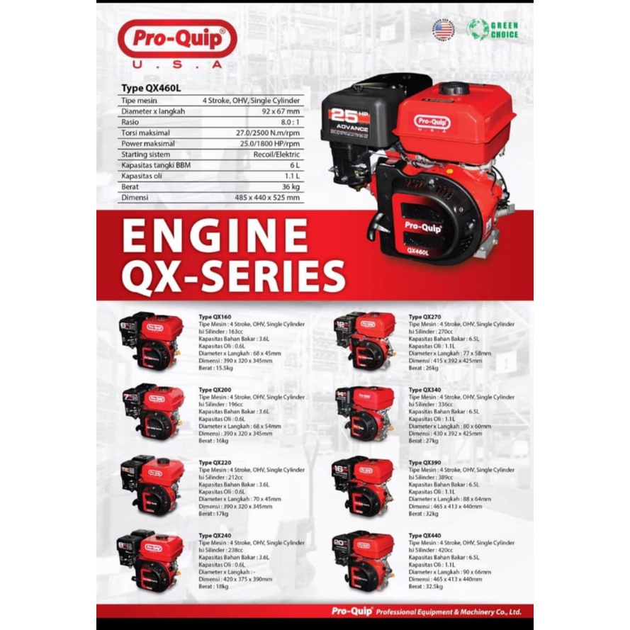 Jual Mesin Bensin Penggerak Serbaguna Proquip QX160 GX160 6 hp 6 pk ...