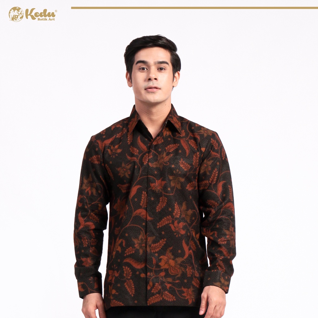 Jual Kedu Batik Dobby Adrm Hitam Kemeja Batik Pria Lengan Panjang