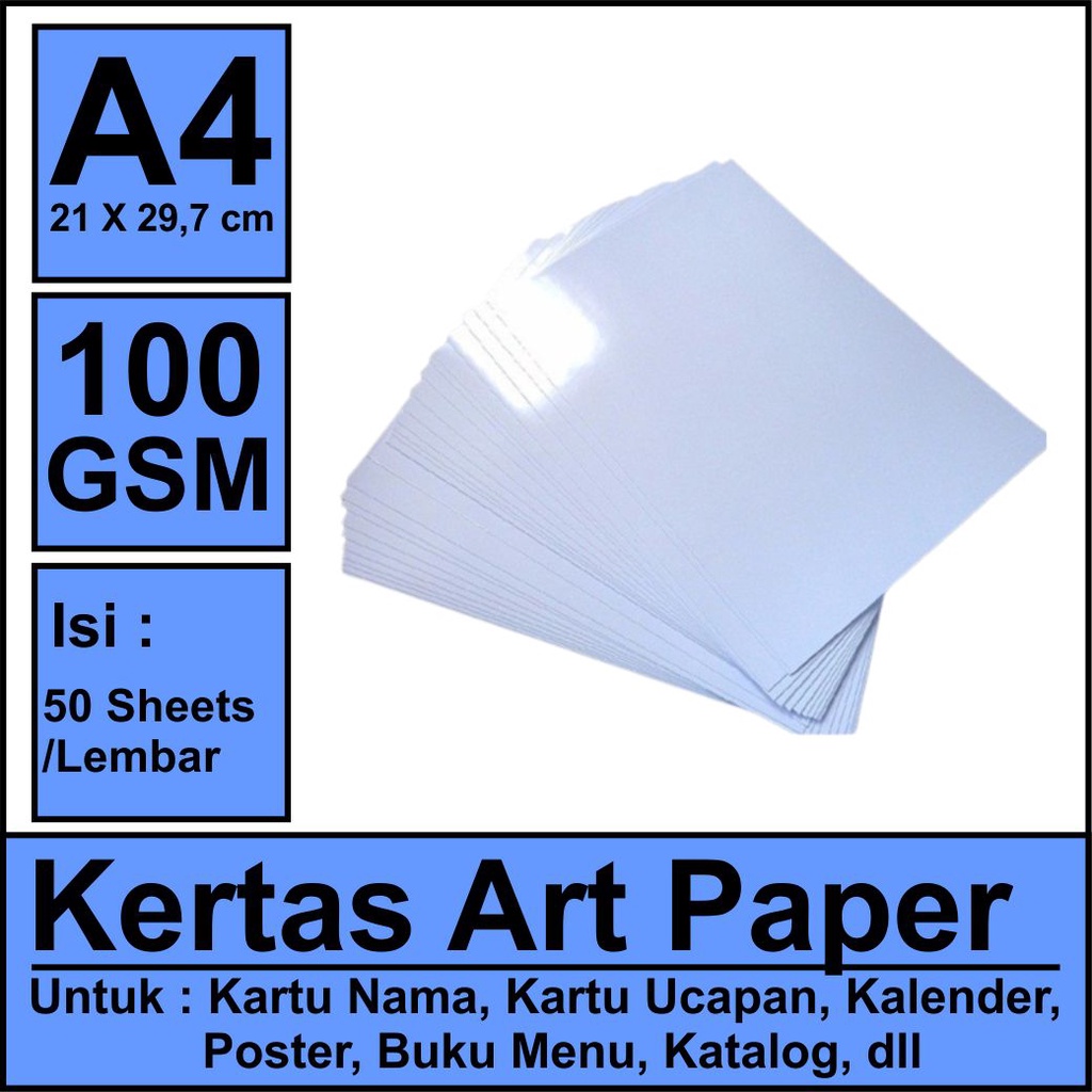 Jual Kertas art Paper A4 100 gram / 50 Lembar Shopee Indonesia