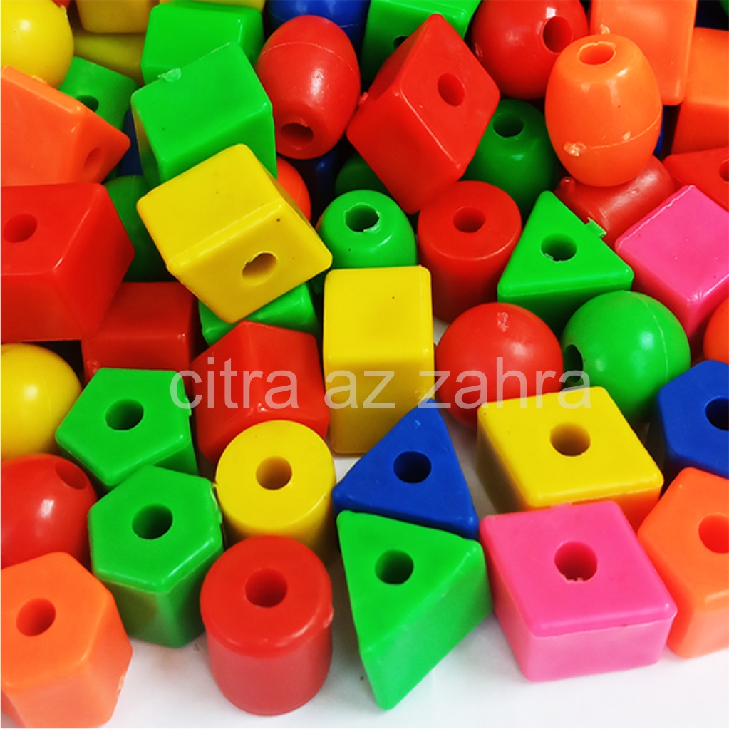 Jual Mainan Edukatif Anak Meronce Manik Bentuk Bangun Geometri Kemasan ...