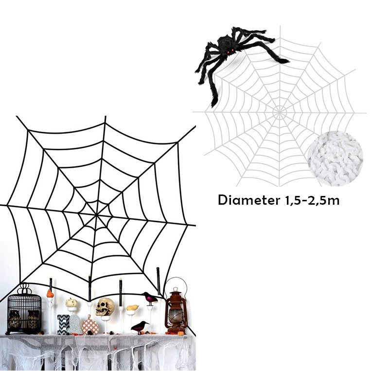 dekorasi halloween bentuk laba laba besar warna hitam untuk indoor outdoor
