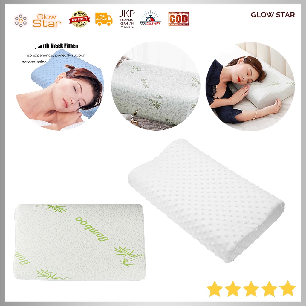 Jual Bantal Tidur Kesehatan Orthopedic Memory Bamboo Fiber Foam Slow Rebound Lembut Nyaman