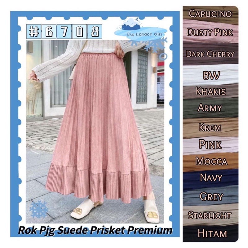 Jual ROK WANITA SUEDE 6708 PANJANG [PRISKET REMPEL BAWAH] LONDON GIRL ...