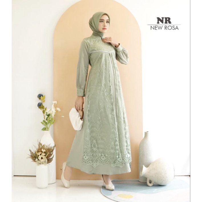 Jual Vania Dress Series Baju Muslim Model Rompi dengan Aksen Manik