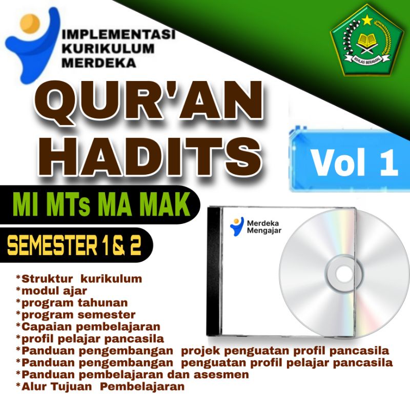 Jual RPP / modul ajar KURIKULUM MERDEKA QUR'AN HADITS MI, MTS, MA