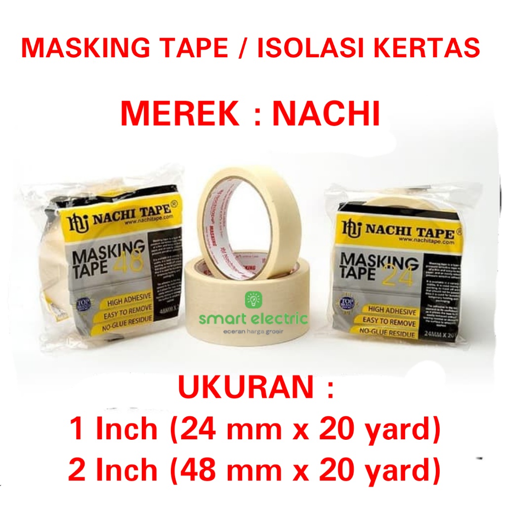 Jual Nachi Masking Tape 1 inch Lakban Kertas 2 inch 20 Yard bagus Murah