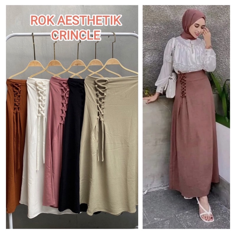 Jual ROK AESTHETIC // ROK SIMPUL TALI CRINKLE AIRFLOW | Shopee Indonesia
