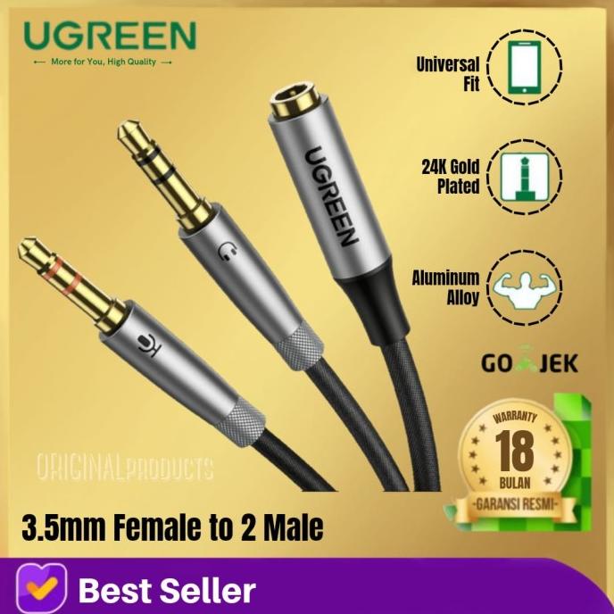 Jual Ugreen Kabel Jack Mm Female Splitter Y To Male Mic Audio Headset Shopee Indonesia