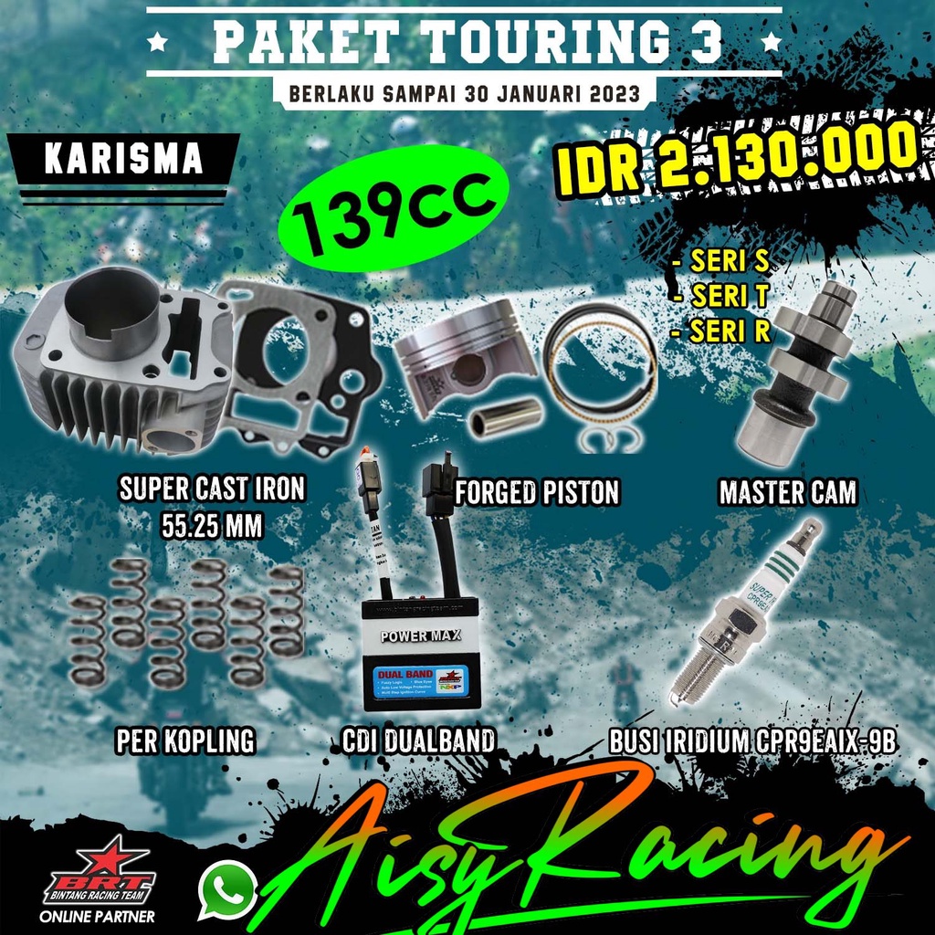 Jual Paket Bore Up BRT Touring 3 Karisma Supra X 125 Kirana Blok Piston 139cc Shopee Indonesia