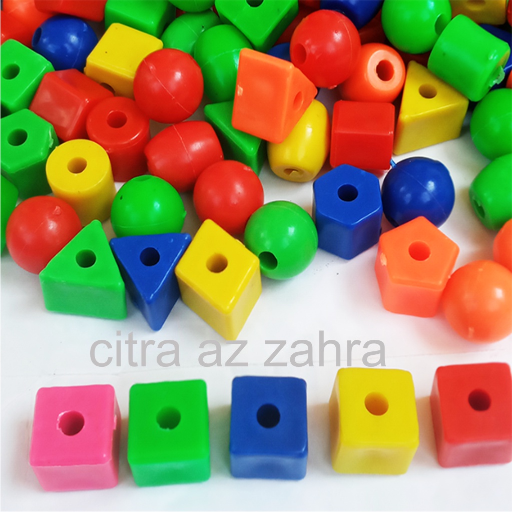 Jual Mainan Edukatif Anak Meronce Manik Bentuk Bangun Geometri Kemasan ...