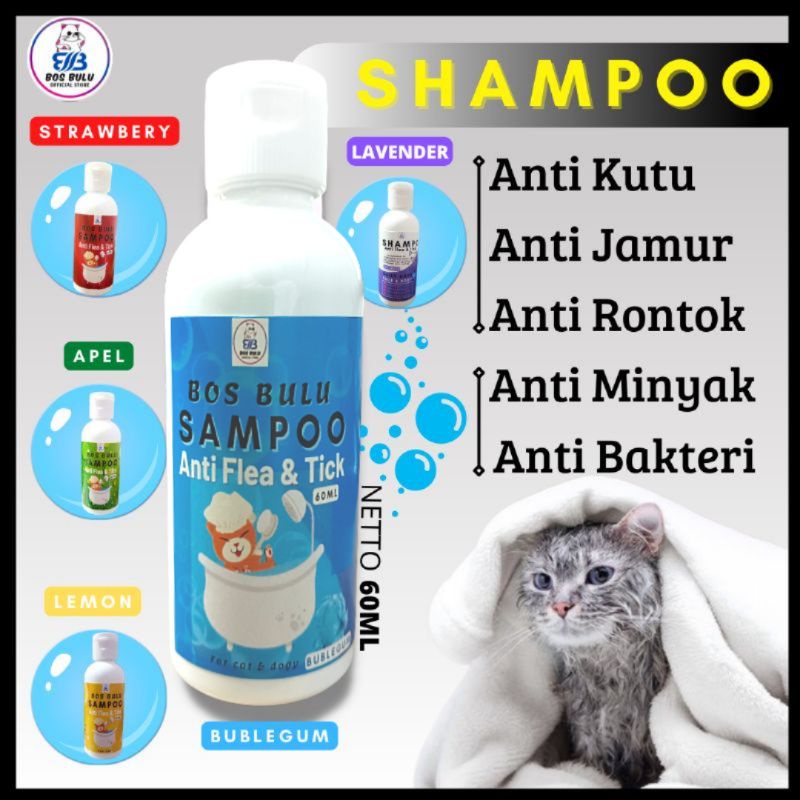 Product image sampo anti kutu jamur bulu rontok kucing 60ml