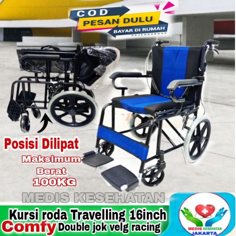 Jual Kursi Roda Lipat Buat travelling/ Kursi Roda comfy 8007 16inch ...