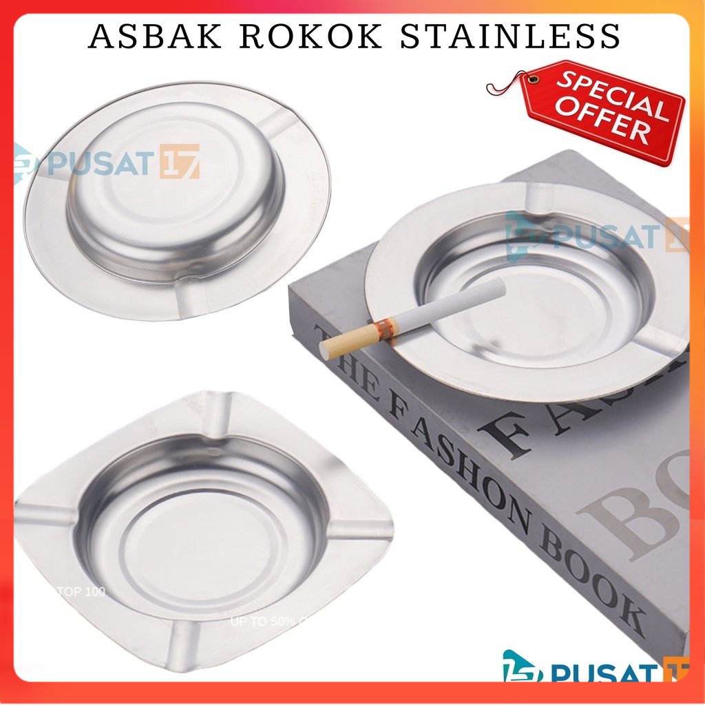 Jual Asbak Rokok Stainless Steel Asbak Seng Bulat Tempat Asbak Rokok