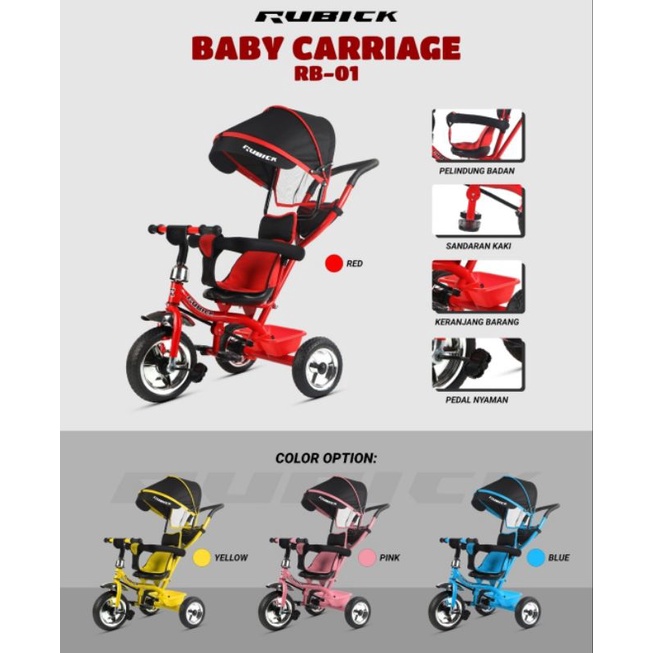Jual Sepeda Anak Roda Tiga RUBICK RB 01 TRICYCLE BABY CARRIAGE | Shopee ...