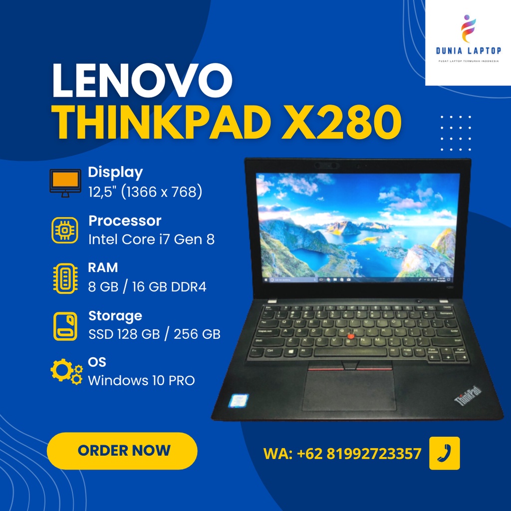 Jual Laptop Lenovo Thinkpad X280 Core i7 Gen 8 BERGARANSI ! - Laptop