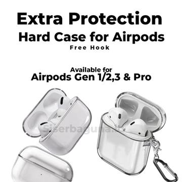 Case AirPods Gen 3 1 2 Pro Hard Casing Bening Dengan Hook Gantungan Apple Clear Transparan Kaca