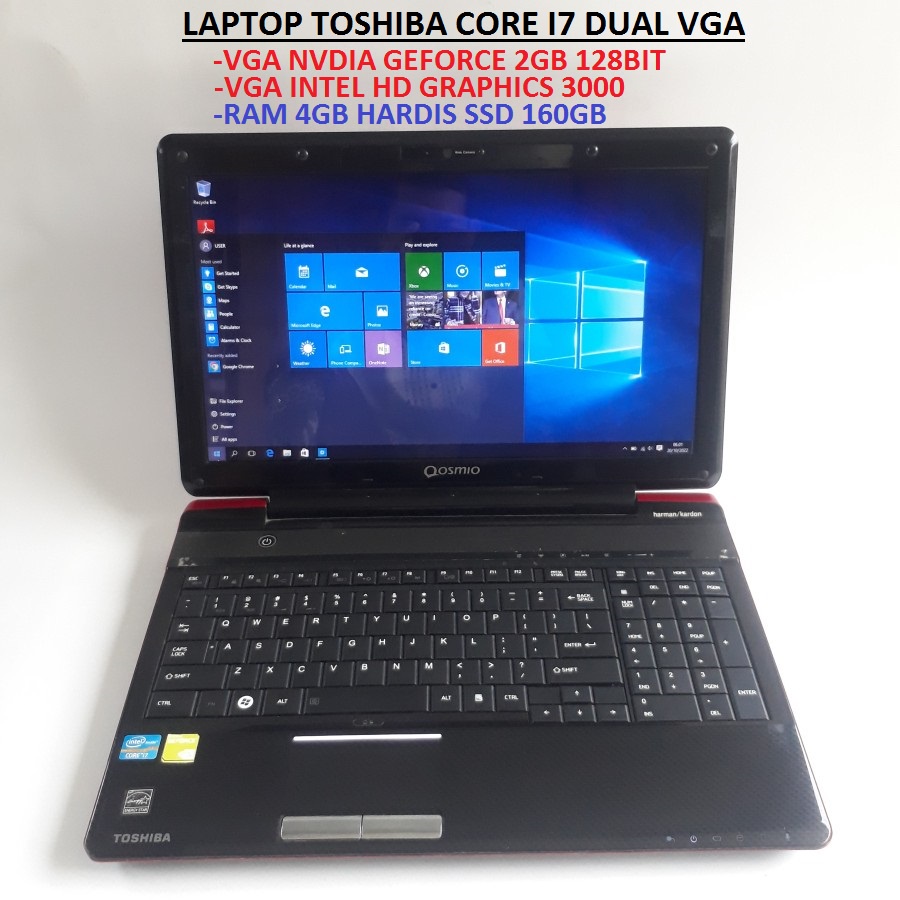 Jual laptop toshiba speaker harmon kardon mantap ram 4gb hd 160gb