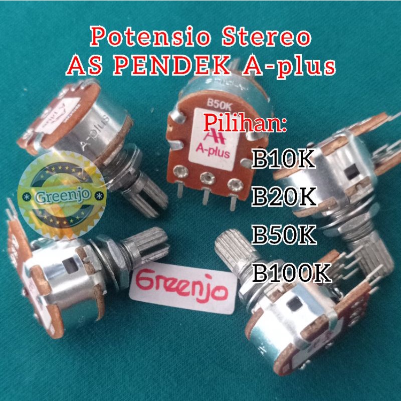 Jual Potensio AS PENDEK Stereo Aplus 5K 10K 20K 50K 100K AS 15mm ...